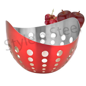 <b>Vegetable</b> Mesh Bowl Kitchen Storage Fruit <b>Basket</b> With Red Color Stainless Steel Tabletop Geometry Fruit <b>Basket</b> Iron Black - Product Image 1