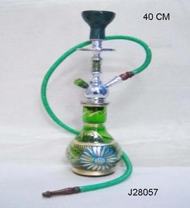 Chicha en verre coloré avec base en verre peinte en tournesol, couleur verte, autres couleurs disponibles - Product Image 2