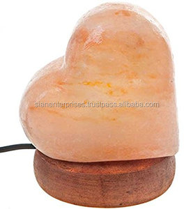 Lámpara USB doble en forma de corazón Talla de sal natural del Himalaya rosa claro de alta calidad en estilo Feng Shui - Product Image 3