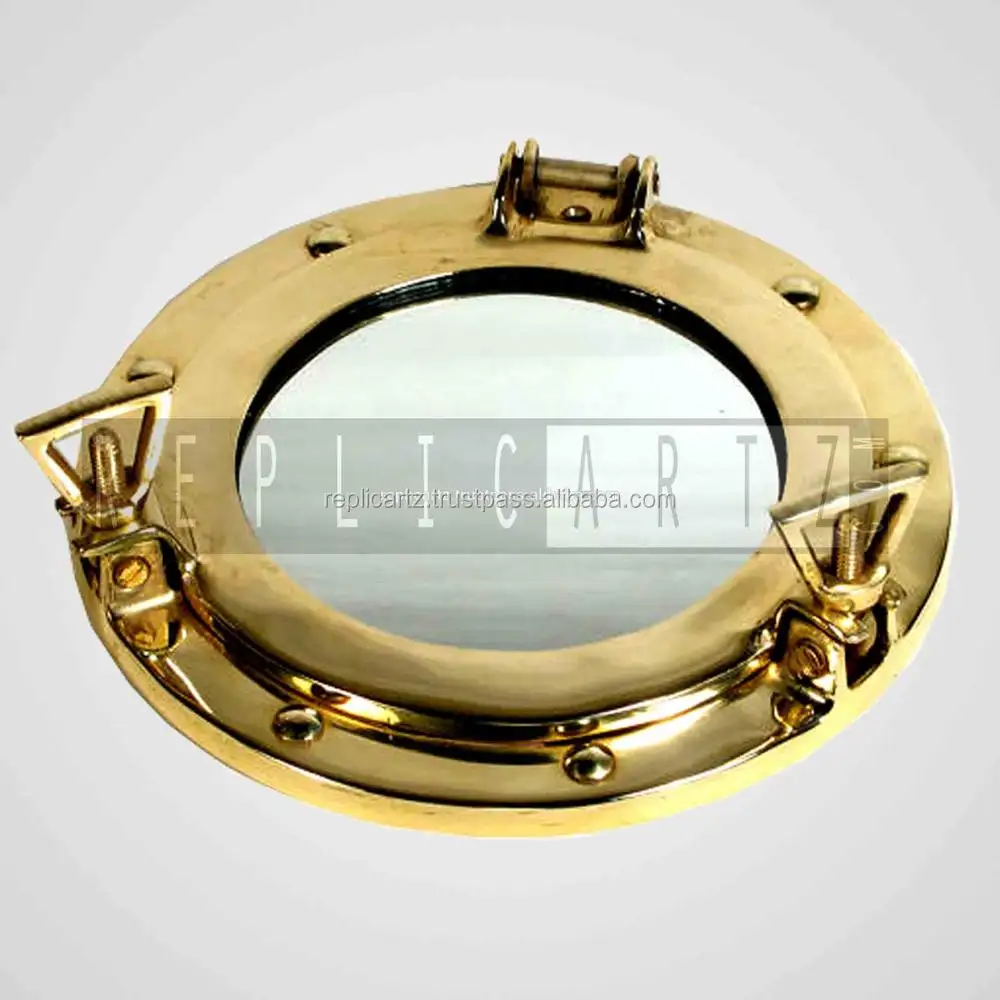 Espelho decorativo de metal para vigia, relógio de vigia, espelho de parede para decoração de casa
