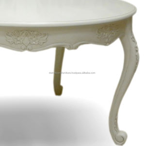 Indonesia Furniture - Mahogany French <b>Round</b> <b>White</b> Carved Dining <b>Table</b> Furniture - Product Image 3