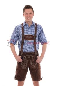 Pantalones de Cuero Lederhosen para el Oktoberfest, Estilo Bávaro Alemán, Bordados, de Cuero Genuino, de Secado Rápido, ISONZ - Product Image 5