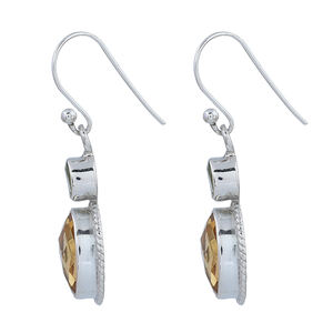 Boucles d'oreilles pendantes en argent sterling 925 massif, facettées, ovales, rondes, citrine, péridot, fabrication de bijoux en gros, Casa De Plata - Product Image 2