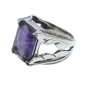 Venta directa de fábrica, precio al por mayor, joyería de plata, amatista de Plata de Ley 925, piedra preciosa, anillo Eternity Vermeil - Product Image 2