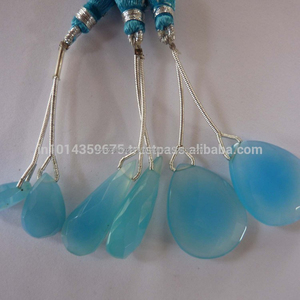 Perle crocodile naturelle, vente en gros, fabrication de pierres précieuses, perles de calcédoine bleue, gouttes - Product Image 1