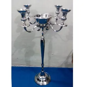 Candelabro de Metal Plateado Personalizado, Hecho a Mano, con Centro de Flores Cilíndrico, para Decoraciones de Boda y Navidad, Marca OMKAAR, ¡En Oferta! - Product Image 1