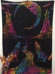 Le loup de la lune taille jumelle couvre-lit en coton lune Animal imprimé Mandala plusieurs couleurs tenture murale par des expéditeurs indiens - Product Image 3