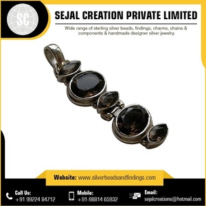 Prix de gros Pendentif en argent sterling 925 avec pierres précieuses en cristal d'Inde Pendentifs à breloque Matériau principal Argent - Product Image 4