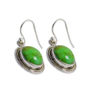 Pendientes colgantes de piedras preciosas turquesa Mohave verde Plata de Ley 925 nuevo estilo Vintage al por mayor de proveedor de joyería de lujo - Product Image 1