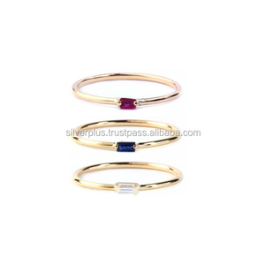 Natural Blue Sapphire ,<strong>Ruby</strong> , <strong>Baguette</strong> Diamond Ring 14K Yellow Manufacturer Wholesale <strong>Supplier</strong> Producible In 10K/18K - Product Image 1