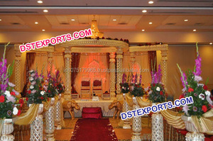 Conjunto de mandril de diseño de boda indio, conjunto de seis pilares de boda, Pagoda dorada, nuevo diseño, decoraciones de boda, Reino Unido - Product Image 3