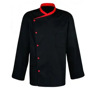 100% 棉黑色斜纹厨师外套