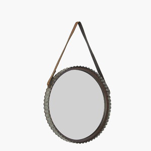 Lather and Corrugated Galvanized Bathroom <b>Mirror</b> Frame - Product Image 1
