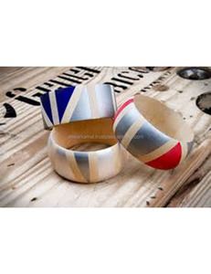 Brazalete de aluminio artesanal indio mayorista de proveedores al por mayor con flor pintada - Product Image 1