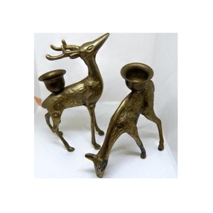 Personalized Handmade Elegant Unique Fancy Handmade <b>Brass</b> Antique Reindeer Couple Decorative Customized Creative Candle Holder - Product Image 1