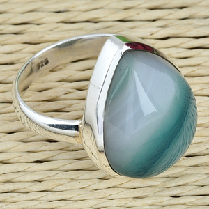 Pear Cab Botswana ágata piedra preciosa 925 anillo de plata esterlina bisel ajuste plateado anillo de moda para regalo de boda o fiesta - Product Image 3