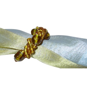 Anneau de serviette en perles dorées, style moderne, serviette torsadée pour les fêtes de mariage, offre spéciale, prix élévé - Product Image 1