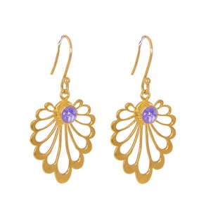 Pendientes de GEMA de tanzanita, joyería chapada en oro de Plata de Ley 925 con filigrana - Product Image 1