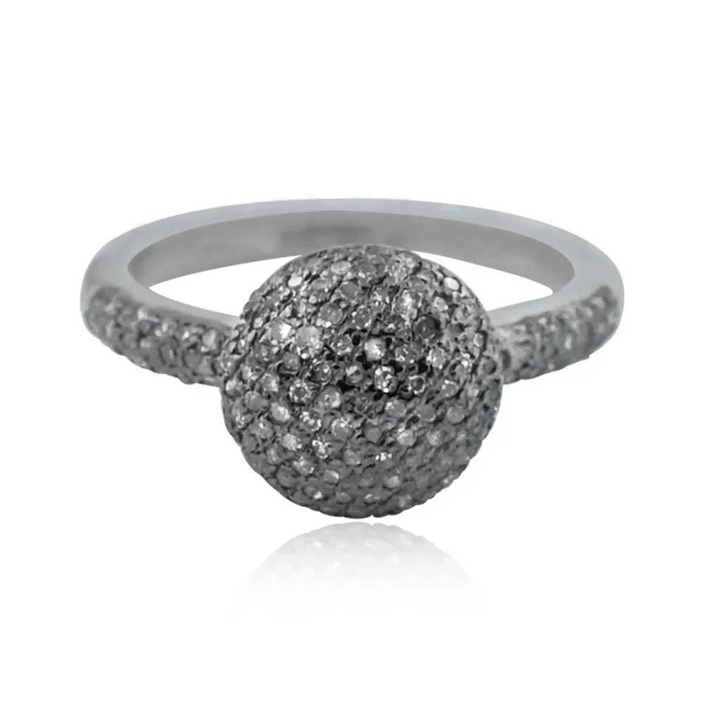 85CT Pave Diamond Solid Silver Fashion Ring by metarock Jewels