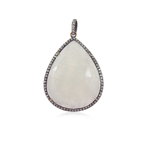 Arco Iris piedra lunar diamante 925 Plata pera colgante hecho a mano joyería oxidada calidad superior nuevo diseño - Product Image 1