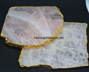 Posavasos de café de cuarzo rosa de estilo clásico y plato para servir con adornos dorados para decoración del hogar alfombrillas y almohadillas elegantes - Product Image 2