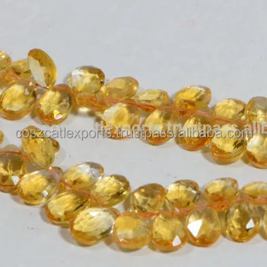 Citrine 8X6mm Faceted Citrine Strand doğal taş Briolette taş takı