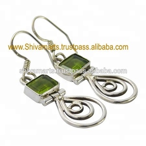 Solid 925 Sterling Silver <b>Peridot</b> Gemstone <b>Earring</b> Handmade Fancy Silver Jewelry Manufacturer - Product Image 2