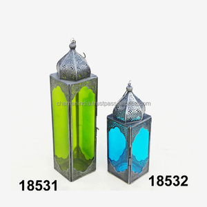 Moroccan <b>Lantern</b> Embossed Glass Tea Light Holder <b>Christmas</b> Home Decoration Brass Antique Color Handmade - Product Image 5