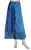 Falda larga vintage Sari de seda
