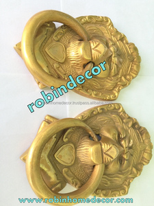 Antique Solid Brass <b>Door</b> <b>Handle</b> Lion Head Designer Home Decor One Pair <b>Door</b> <b>Handle</b> - Product Image 2