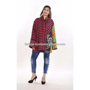 Women Kantha Long Jacket Reversible Vintage Quilted Coat Wholesaler