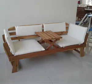 Fournisseur vietnamien en bois d'acacia, meubles d'extérieur, lit de jour WCB270.2 avec coussin, personnalisation