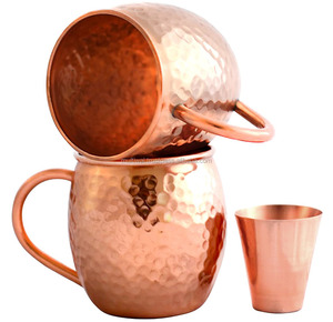 Taza de mula de Moscú para beber martillado de cobre puro, paquete de 2 piezas - Product Image 1