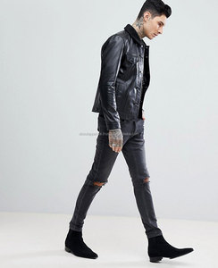 Veste de moto en cuir de mouton noir de haute qualité en gros personnalisée pour hommes Col montant respirant Écologique - Product Image 4