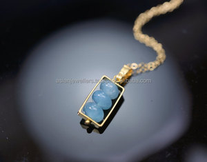 Pendentif en calcédoine bleue naturelle, pendentif en argent Sterling 925, pendentif en pierre précieuse - Product Image 1