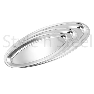 ถาดรองปลาทรงรี,กระทะย่างปลาไก่งวงสแตนเลสถาดวงรีเหล็กขนาดใหญ่ - Product Image 2