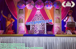 Punjabi MIDI mehandi Sangeet การตั้งค่าเวทีสไตล์ punjabi สไตล์ mehandi เวทีพร้อมรูปปั้นมีสไตล์การตกแต่งเวทีแบบทันสมัยในสหราชอาณาจักรสหรัฐอเมริกา - Product Image 5