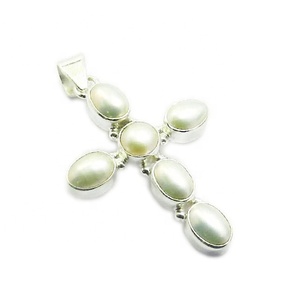 จี้ไม้กางเขนอัญมณีสีเงินแท้925สเตอร์ลิงจี้คริสเตียนสร้อยคอจี้เครื่องประดับที่ดีและมีเสน่ห์ - Product Image 1