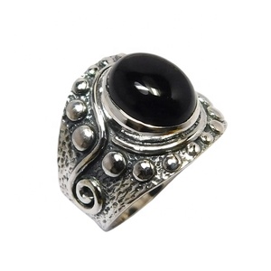 Hot Trendy Indian Handmade Sterling Silver Eternity Vermeil <b>Ring</b> Black Onyx <b>Finger</b> Jewelry Manufacturer & Supplier Fine Jewelry - Product Image 1