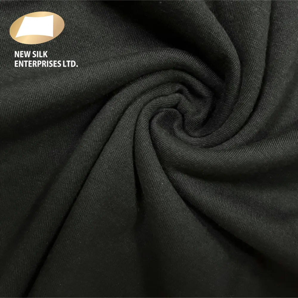 Tissu simple en jersey, étoffe pour confection de vêtements 60 polyester 40 coton noir