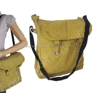 Bolsa de mensajero verde oliva de estilo retro, mochila grande de lona de algodón con patrón geométrico con mango, modelo BC