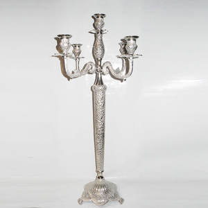 RELIGIOUS MENORAH CANDELABRA EMBOSSED DESIGN <b>BRASS</b> CANDLE HOLDER SEVEN <b>CANDLESTICK</b> MENORAH - Product Image 2