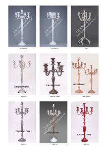 Decoración DE BODA Candelabro de aluminio alto Centro de mesa 150 CM Hecho a mano Retro Oro Cobre Pulido Color Polvo Recubrimiento Vela de 5 brazos - Product Image 4