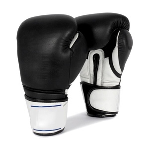 Guantes de boxeo de cuero PU de piel de vaca blanca con guantes de objetivo circulares impresos para competiciones con nudillos para artes marciales - Product Image 4
