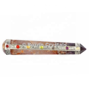 แท่งหินอเมทิสต์แกะสลักลายจักระ สำหรับนวดบำบัดตามหลักฮวงจุ้ย - Product Image 1
