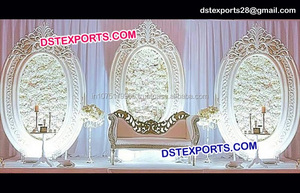 Oval Shape Fiber Flat Panel White & <b>Gold</b> Oval <b>Backdrop</b> Panels Self Standing Oval Wedding <b>Backdrop</b> Flat Panels - Product Image 4