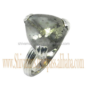 Haute qualité bijoux fins 925 argent Sterling glace pyrite pierres précieuses forme de coeur Vintage élégant à la main éternité Vermeil anneaux - Product Image 2