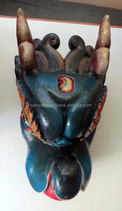 Máscara de dragón de madera de alta calidad hecha a mano para colgar en la pared, excelente modelo de arte religioso, pieza decorativa de álamo, gran Nepal - Product Image 5