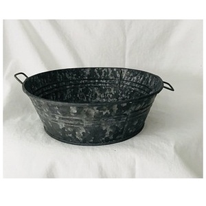 OUTDOOR OVAL HAMMERED FLOWER TUB GALVANIZED METAL IRON OVAL TUB HANDMADE DEEP OVAL TUB - Product Image 3