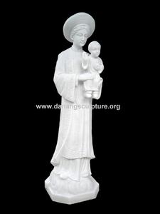 Busto de Mármol Blanco de la Virgen María y el Niño Jesús DSF-C033 - Product Image 3